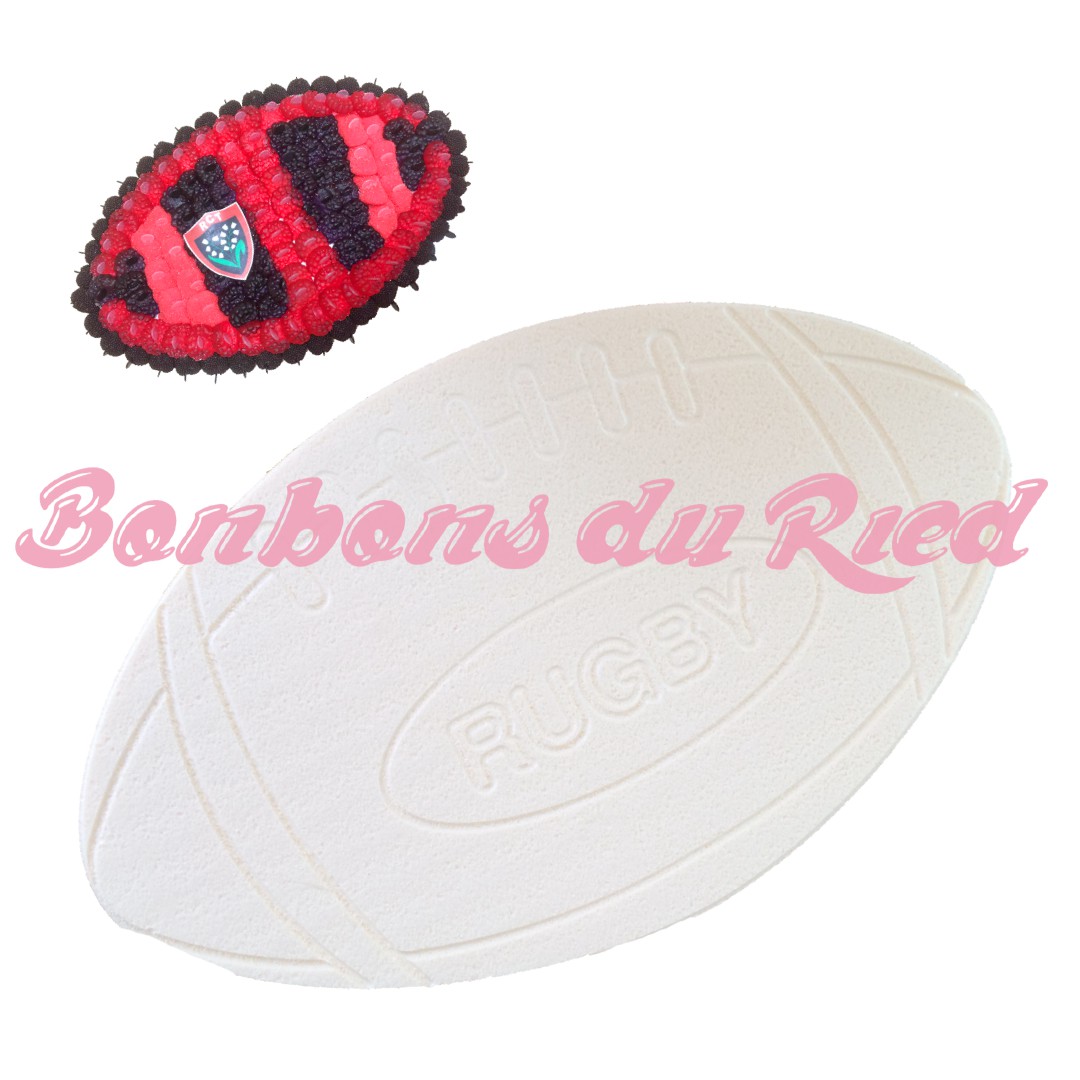 support polystyrène bonbons ballon de rugby