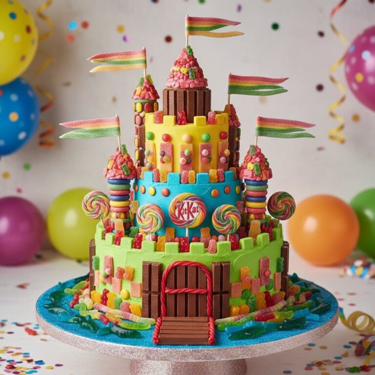 Gâteau de bonbons coloré en forme de château