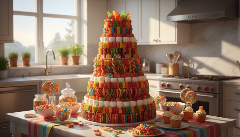 Pièce montée de bonbons multicolores